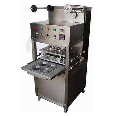 Stainless Steel Automatic Packing Machine Plastic Cup Sealing Machine 2KW 0.8Mpa 400trays/hour